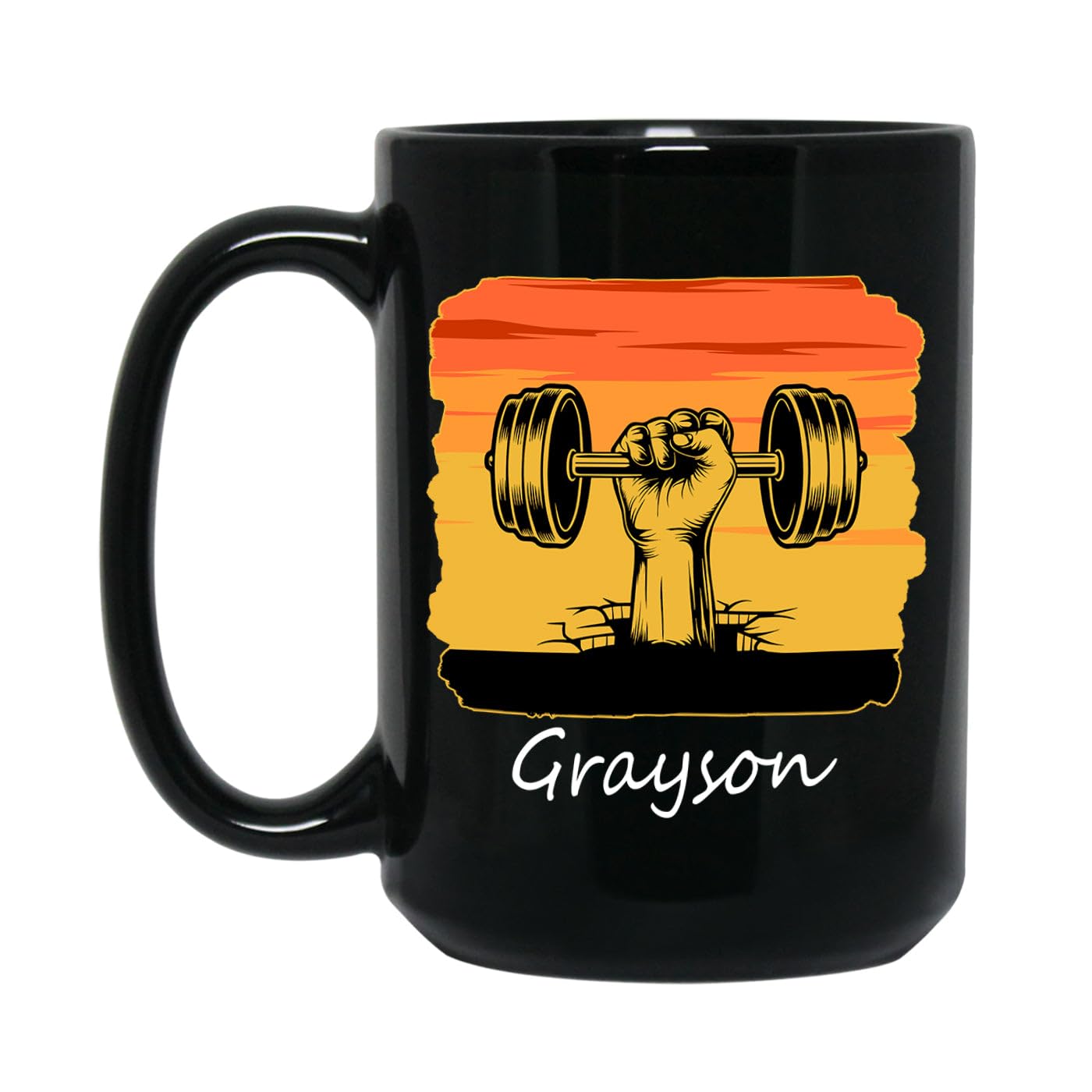 Personalized Weightlifting Black Ceramic Mug 11 Oz 15 Oz, Weight Lifting Body Builder Coffee Mug Cup With Customized Name, Fitness Weightlifting