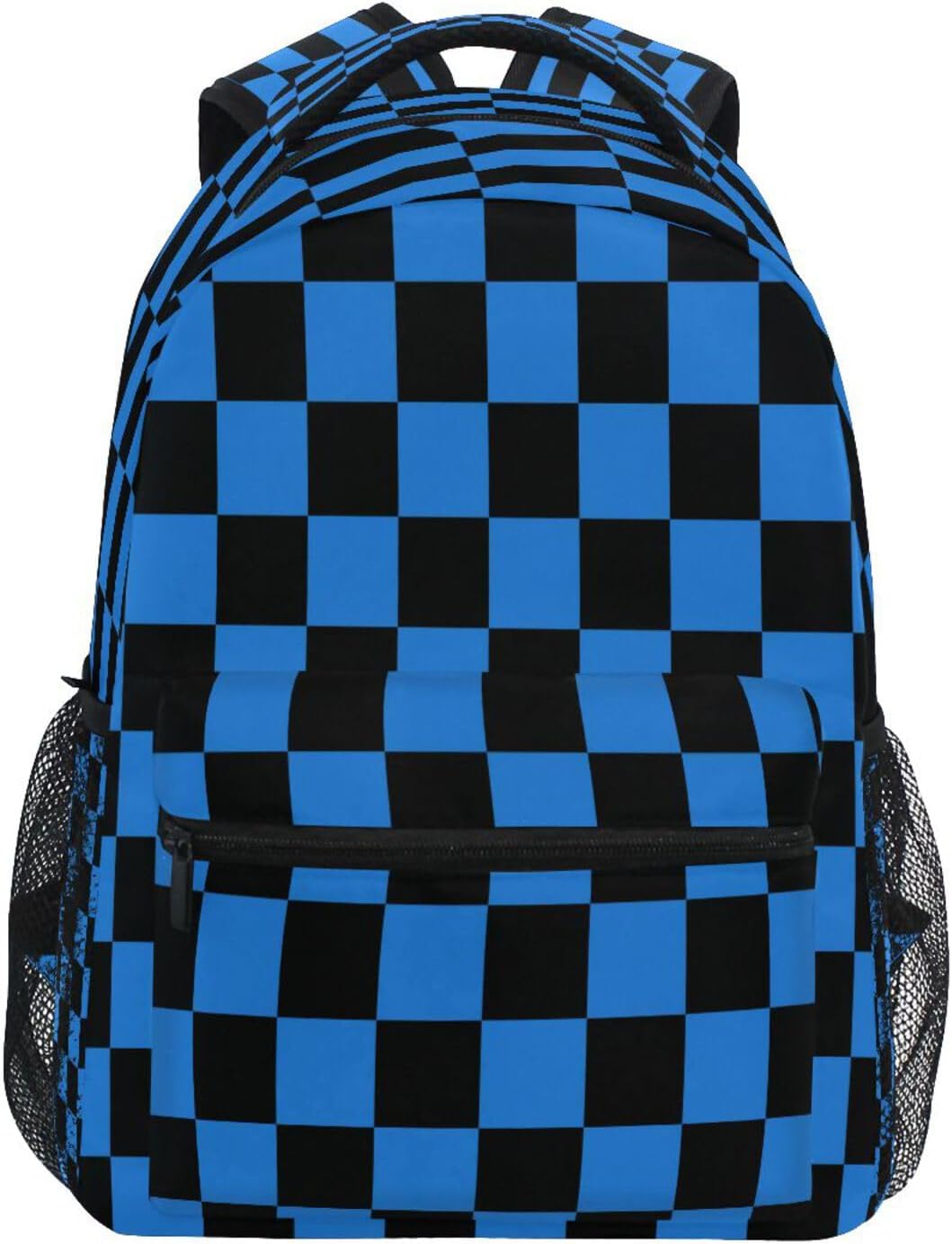 Dussdil Blue Black Checkerboard Kid's Backpack Boys Girls Backpacks 16 inch Casual Daypack Back Pack Bag with Adjustable Shoulder Strap Zipper Travel Bags