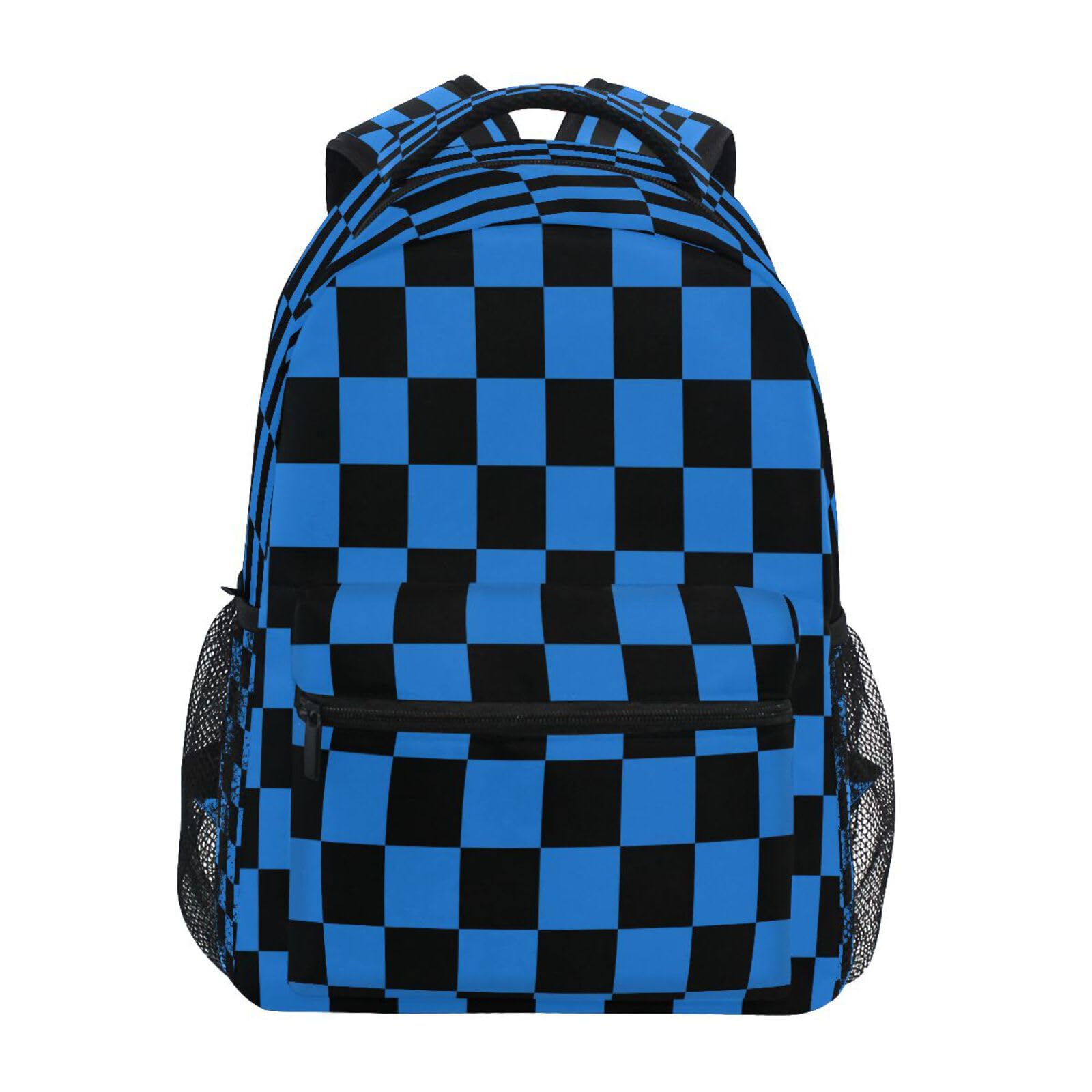 Dussdil Blue Black Checkerboard Kid's Backpack Boys Girls Backpacks 16 inch Casual Daypack Back Pack Bag with Adjustable Shoulder Strap Zipper Travel