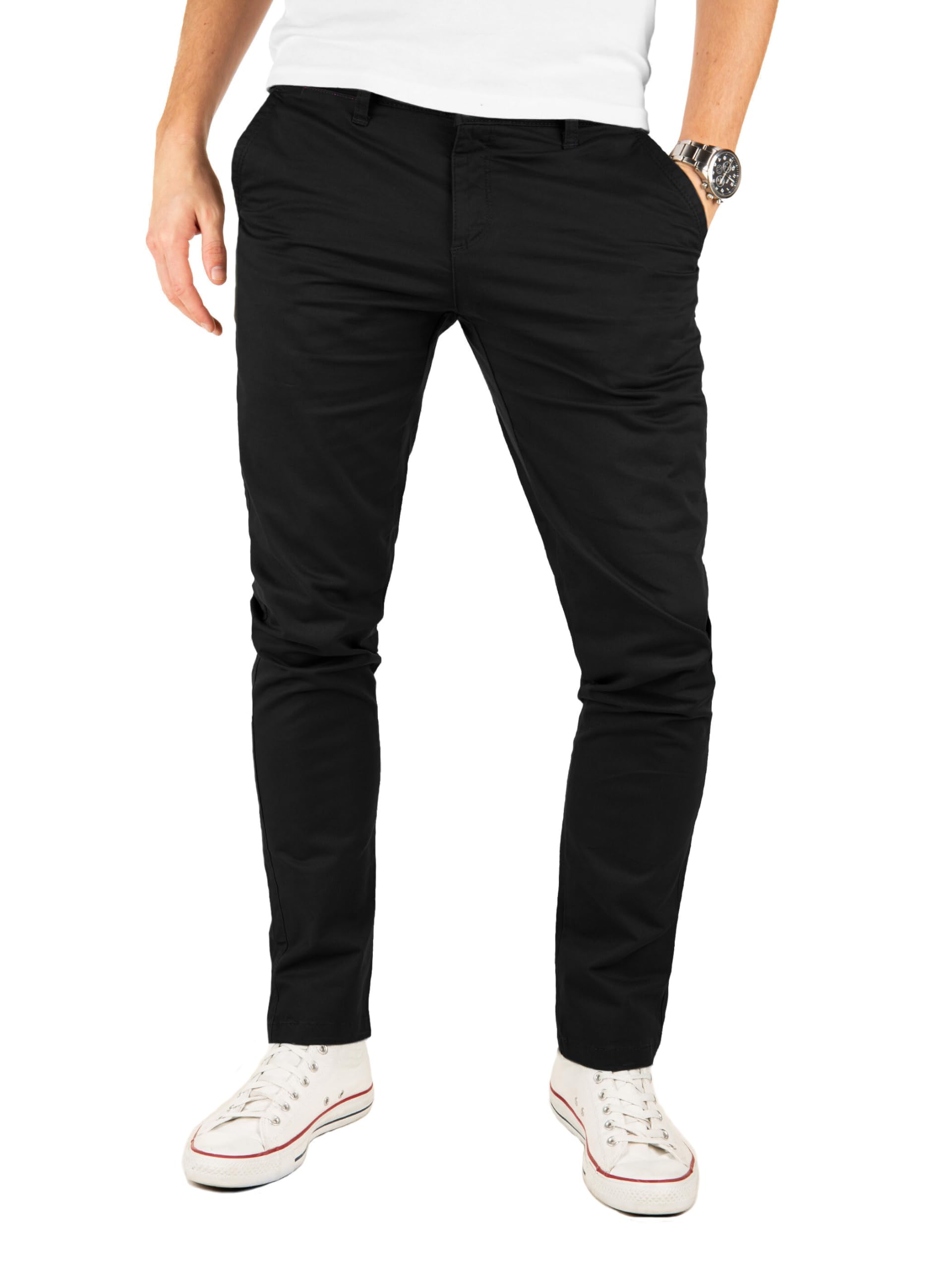 Yazubi Kyle - Schwarze Chino Hose Herren - Stretch Chinohose Slim Fit - Männer Chinojeans, Schwarz (Black 4R194008), W30/L32