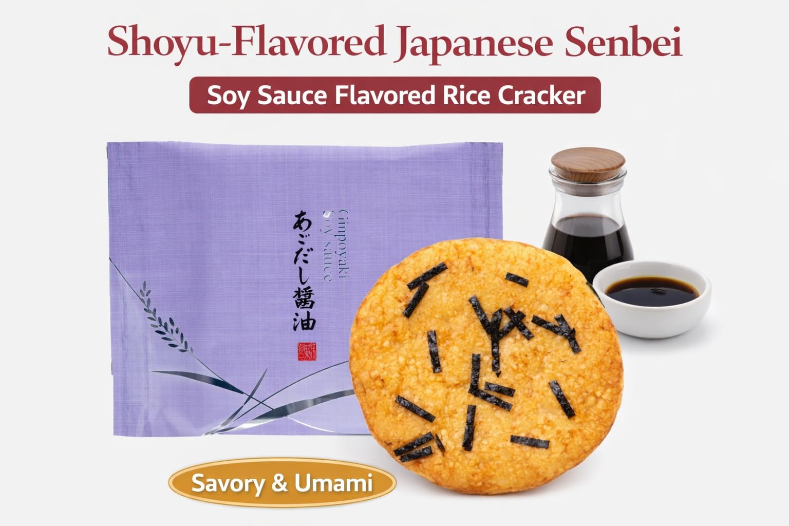 Japanese Rice Cracker Assortment Box – Traditional Senbei Snack with Soy Sauce, Seaweed, Plum & Salt flavor Authentic Japanese Confection Gift Set
