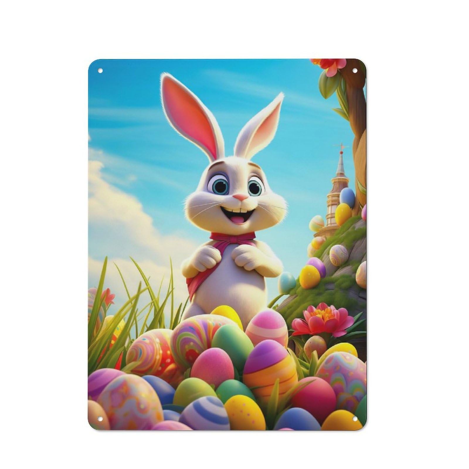 Junmoney The Easter Bunny Rustic Metal Sign 40X30cm For Lounge Or Reading Corner, For Reading Corner Decorators