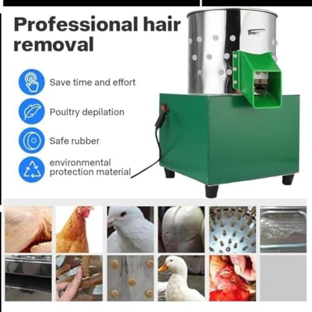 Máquina eléctrica para desplumar aves de corral, tambor de desplumado de acero inoxidable para pollos y patos, ideal para uso en patio trasero y en pequeñas explotaciones