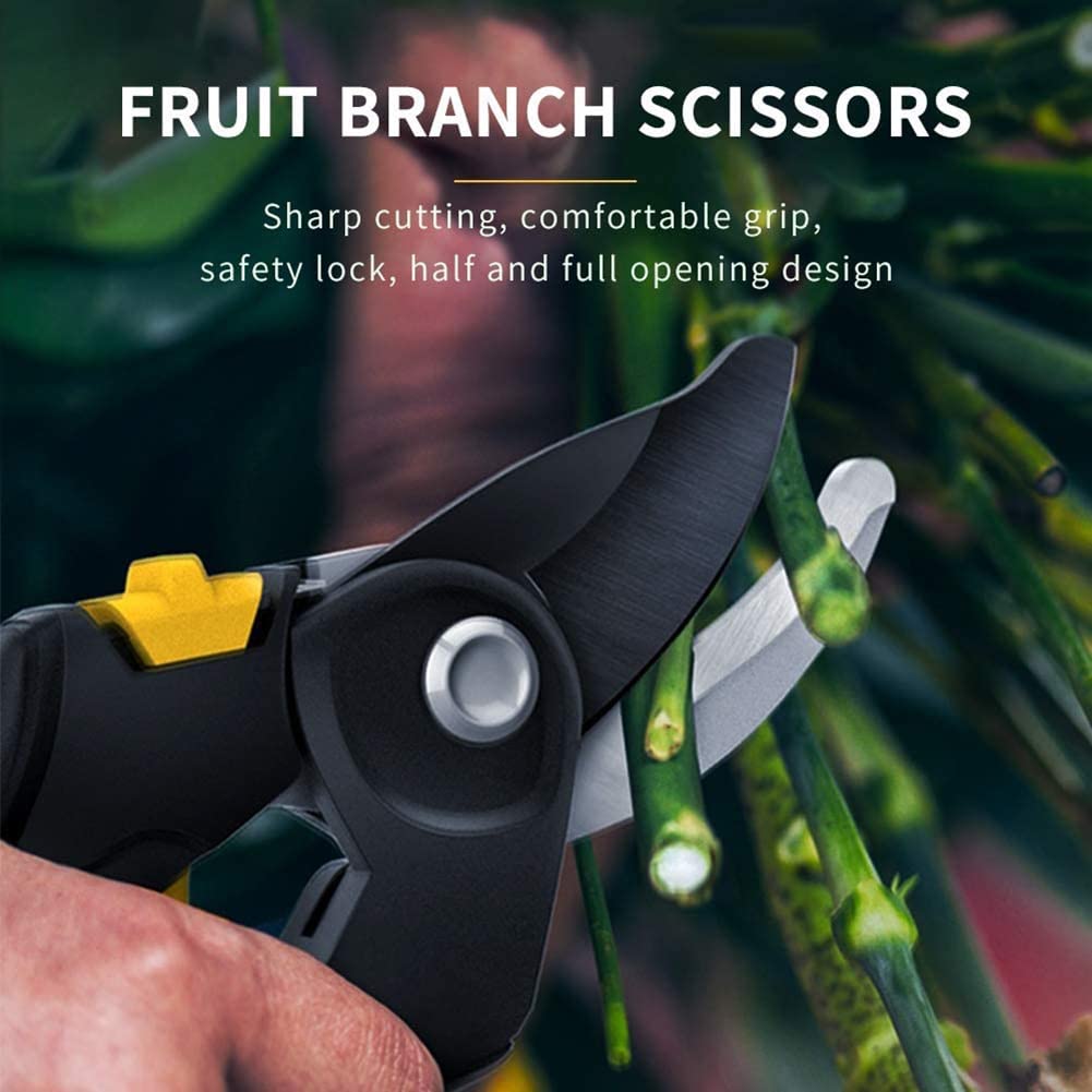 Forbici da potatura Professionali da Giardino SK5 Lama da 46 mm, cesoie per potatura Alberi, cesoie manuali in Acciaio Inox con Manici in Spugna e Protezione di Sicurezza