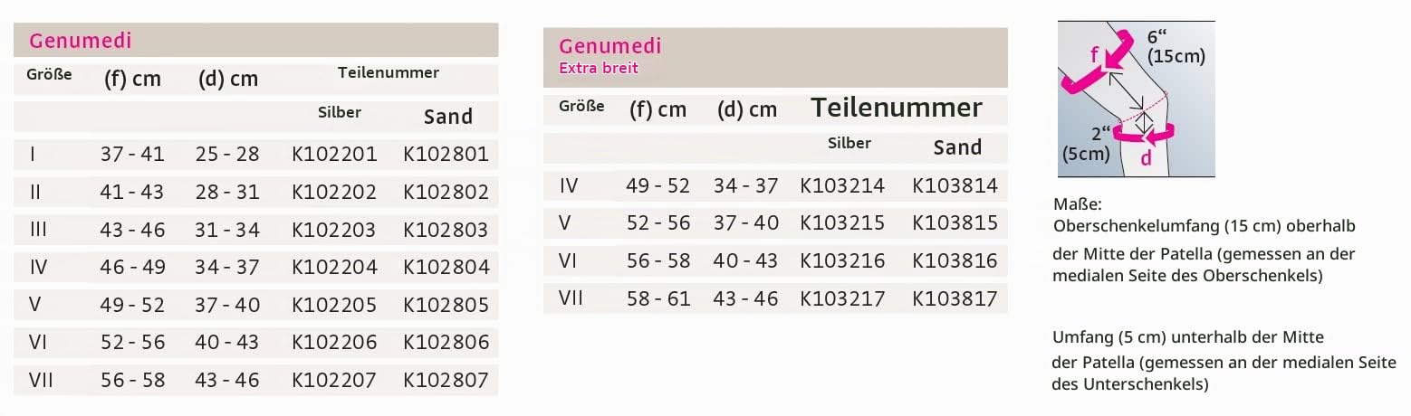 medi Genumedi - Kniebandage unisex - silber - Größe VIII - Bandage zur Weichteilkompression - Beidseitig tragbar