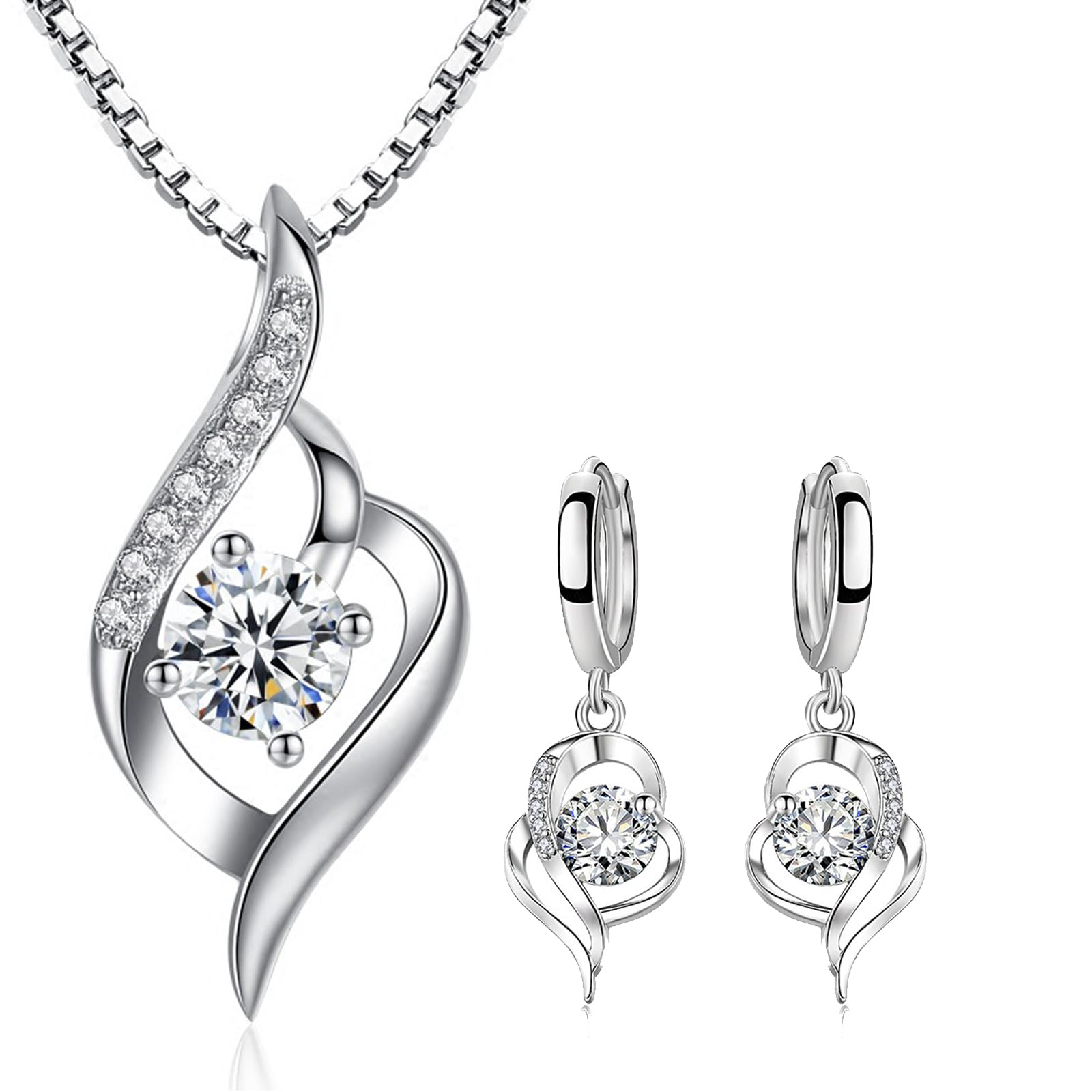 YEELEWO Collares de Mujer, Juego de Collar y Pendientes de Plata de Ley 925 Para Mujer, Alta joyería femenina, Regalo de cumpleaños para mamá esposa novia hija, regalo de San Valentín. (3)
