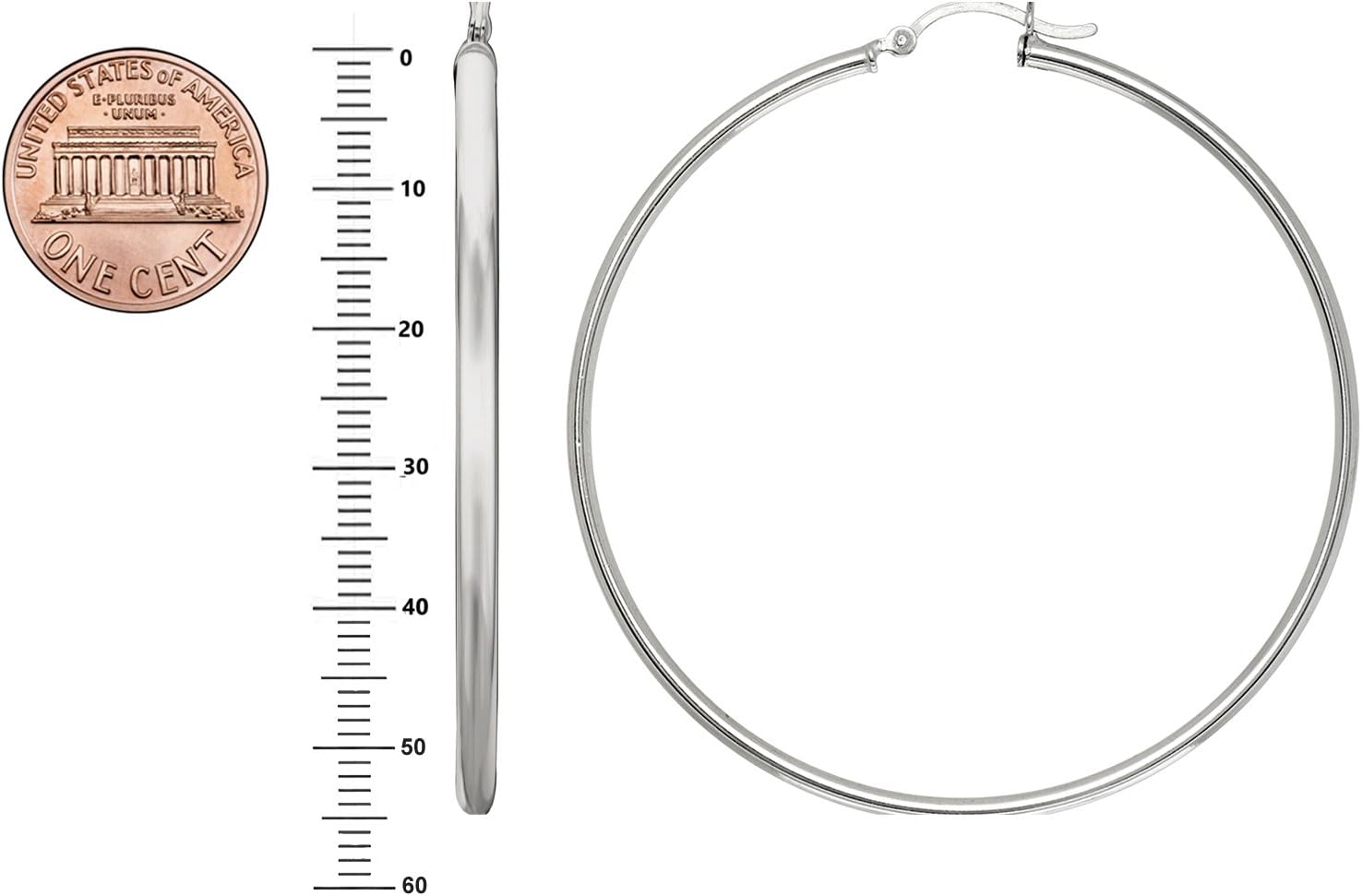 Ritastephens Sterling Silver Runway Round Hoops Earrings 3mm