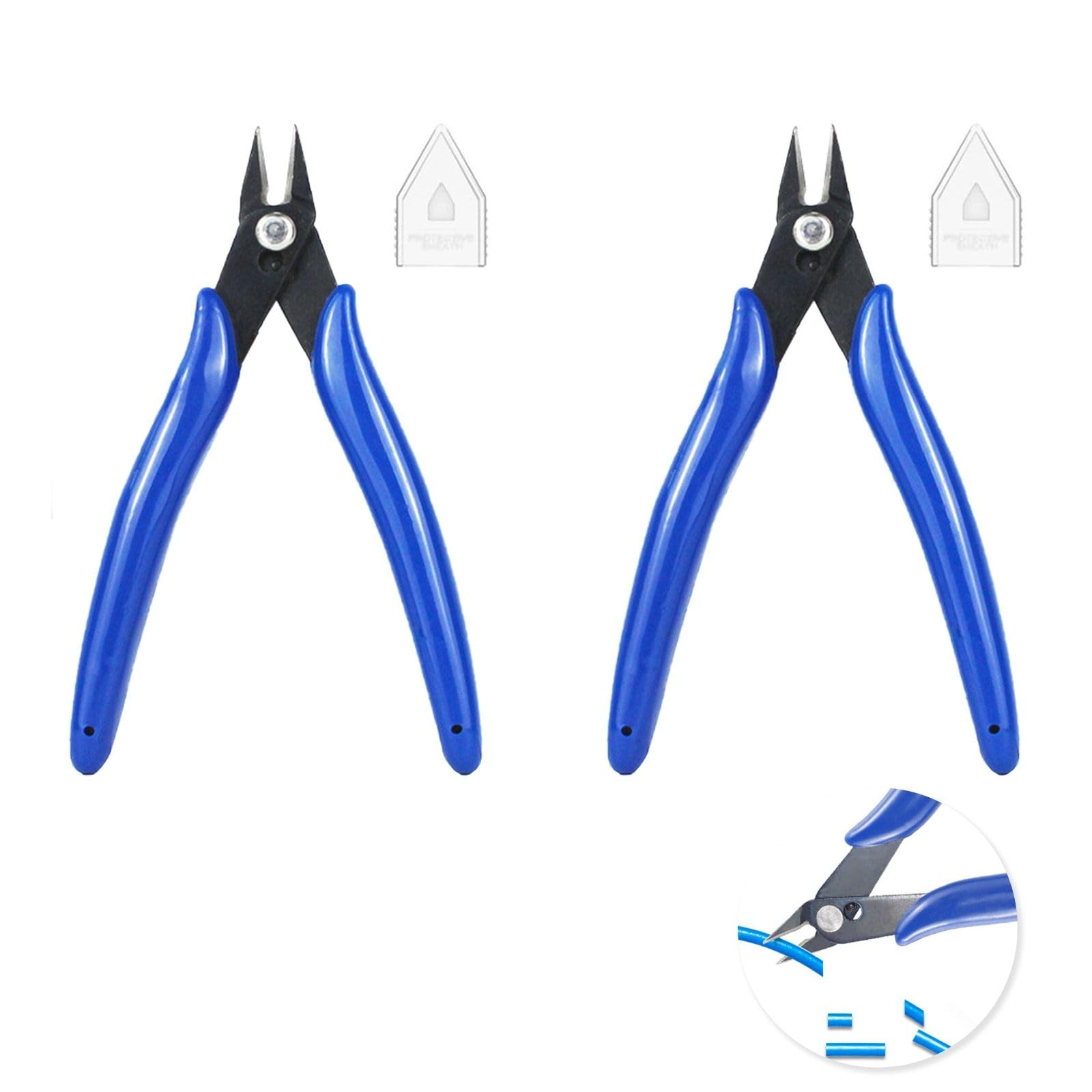 2 Pezzi Tronchesino Set, Blu Pinze per Taglierine di Precisione in Acciaio+PVC per Riparazioni Elettriche e Domestici
