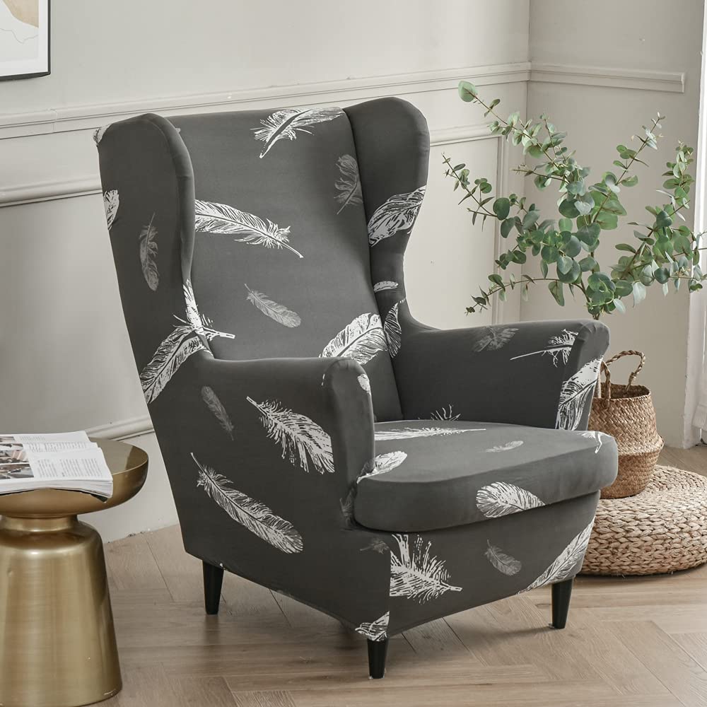 Highdi Wingback Chair Covers 2-Piece Stretch Wing Chair Cover for Armchair,  Washable Sofa Chairs Slipcover Spandex Fabric Furniture Protector