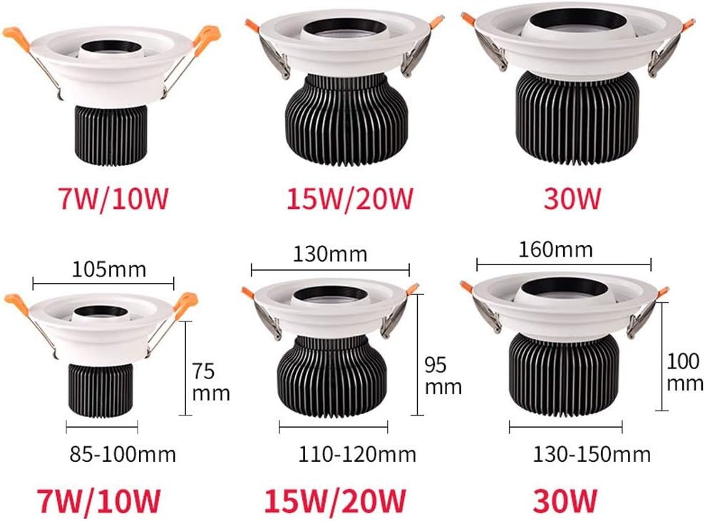 Recessed 10W Ceiling Spotlight LED Recessed Downlight Aluminum Fire Rated Flat Spotlights Indoor Decoration Ceiling Lighting Fixture Energy Saving LED Downlighters Accent Lamp Integrated