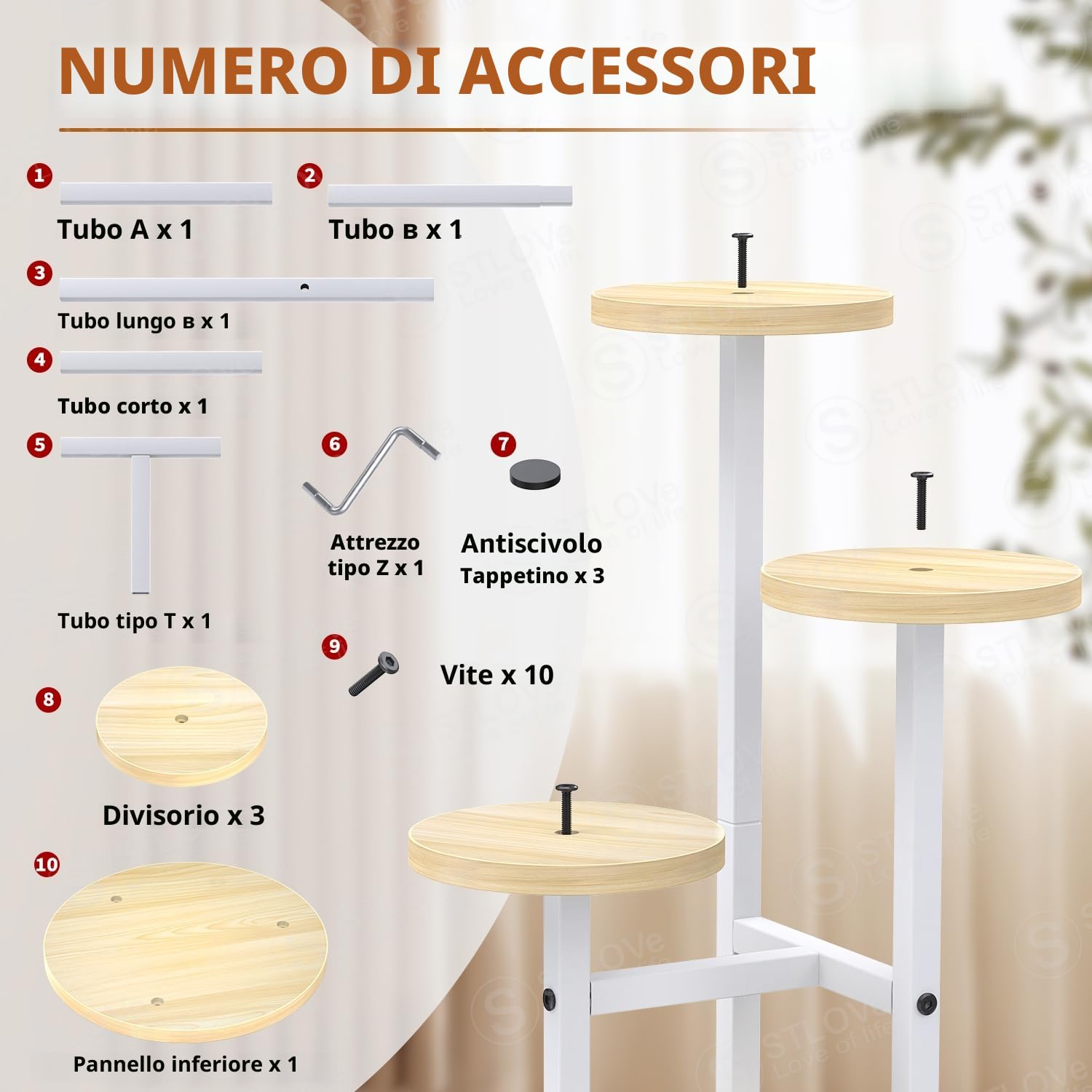 STLOVe® Porta Piante Da Interno, 3 Livelli Supporti Piante, Plant Stands Per Fioriere, Sgabello Per Pianta Rotondo, 32cm Supporto Per Vasi, Mensole All'aperto Giardino/Soggiorno (Pianta Non Inclusi)