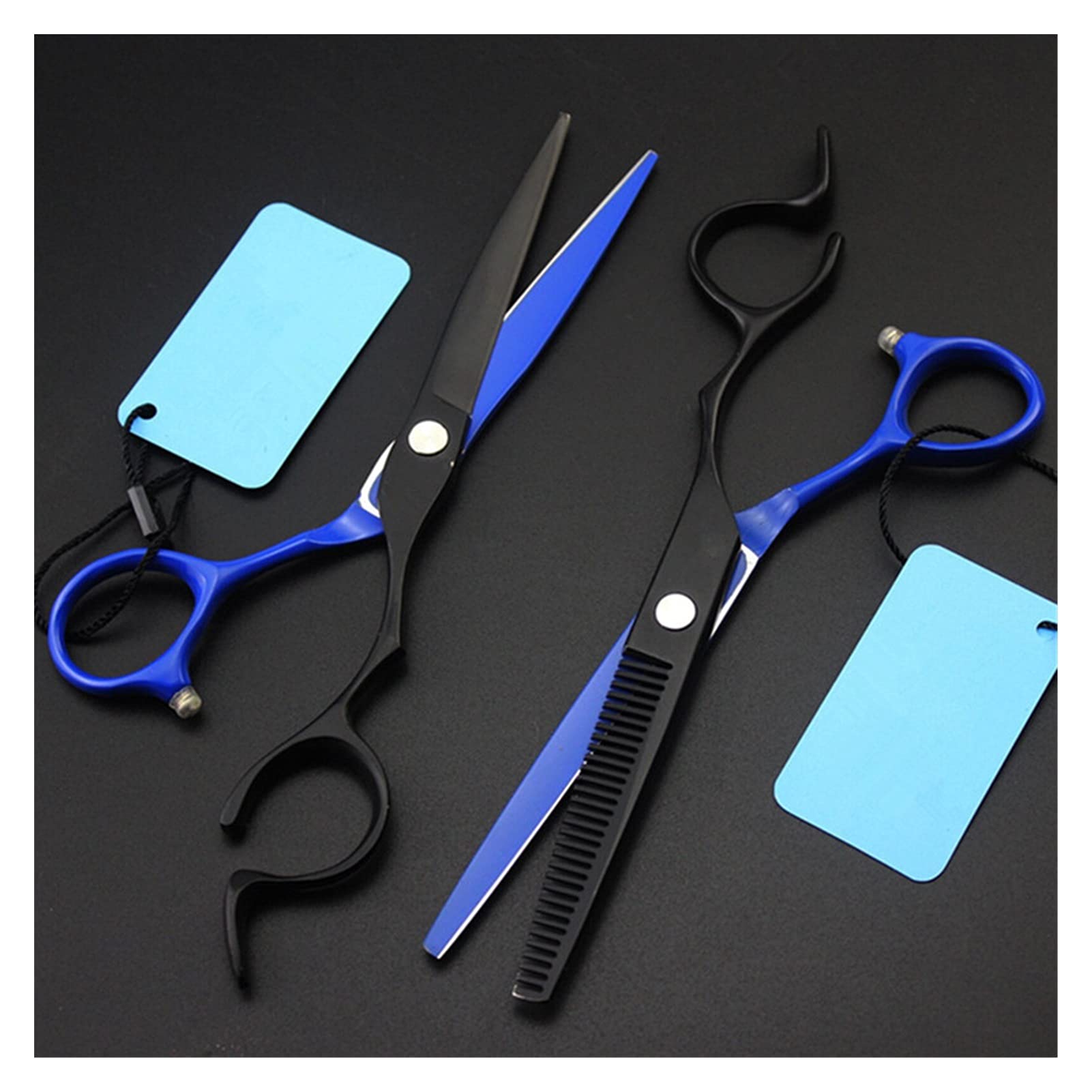Tijeras de Acero para Cortar el Cabello, Color Negro y Azul, Kit de Belleza de 15 cm.