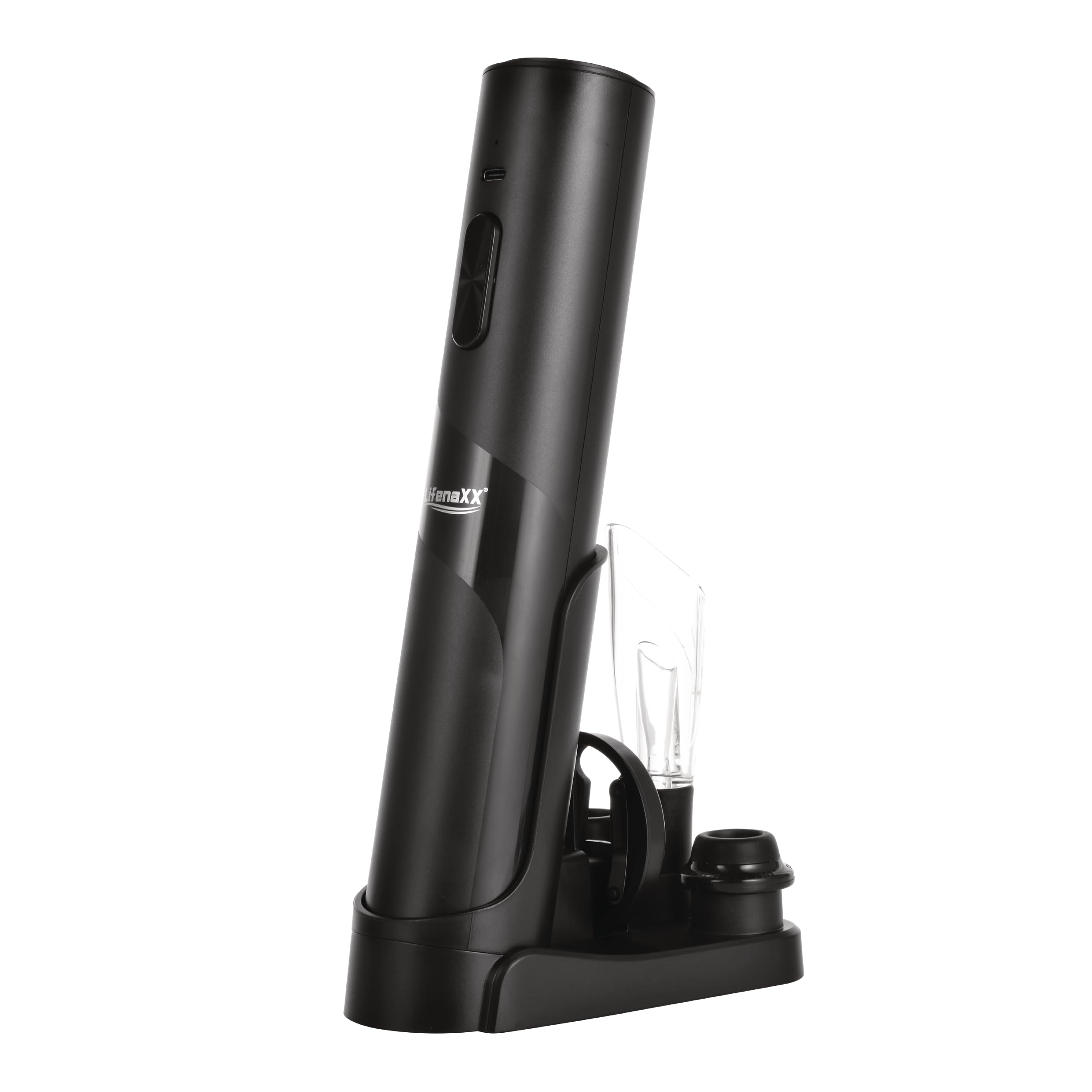 Lifenaxx 2-in-1 Electric Wine Opener with Vacuum Pump – Includes Wine Aerator, Pourer, 2 Stoppers, Foil Cutter & Charging Station – Opens up to 45 Bottles – Wine Preservation Gift Set - LX-064