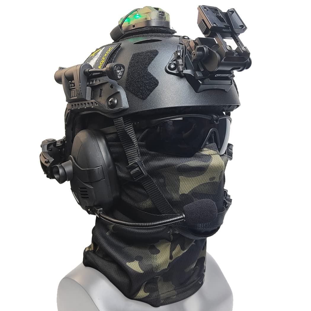 Auriculares Bluetooth tácticos con casco de airsoft y montura NVG completa 8