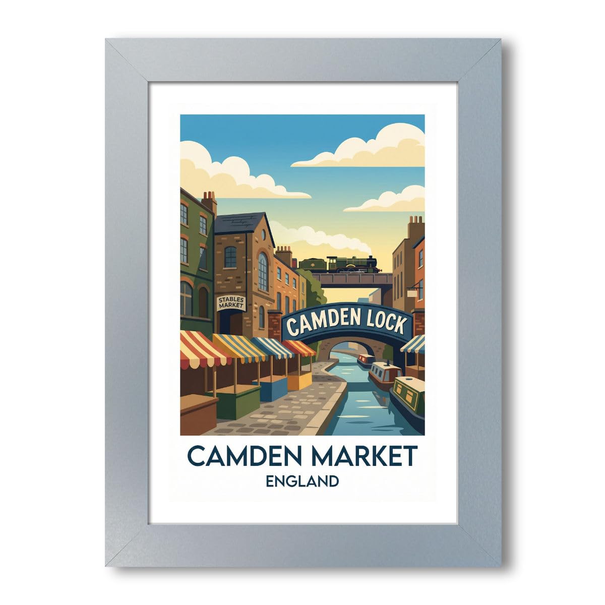 Camden Market, England - Canal-side Romance at Camden Lock | Vintage Travel Poster Giclée Art Print 130-3
