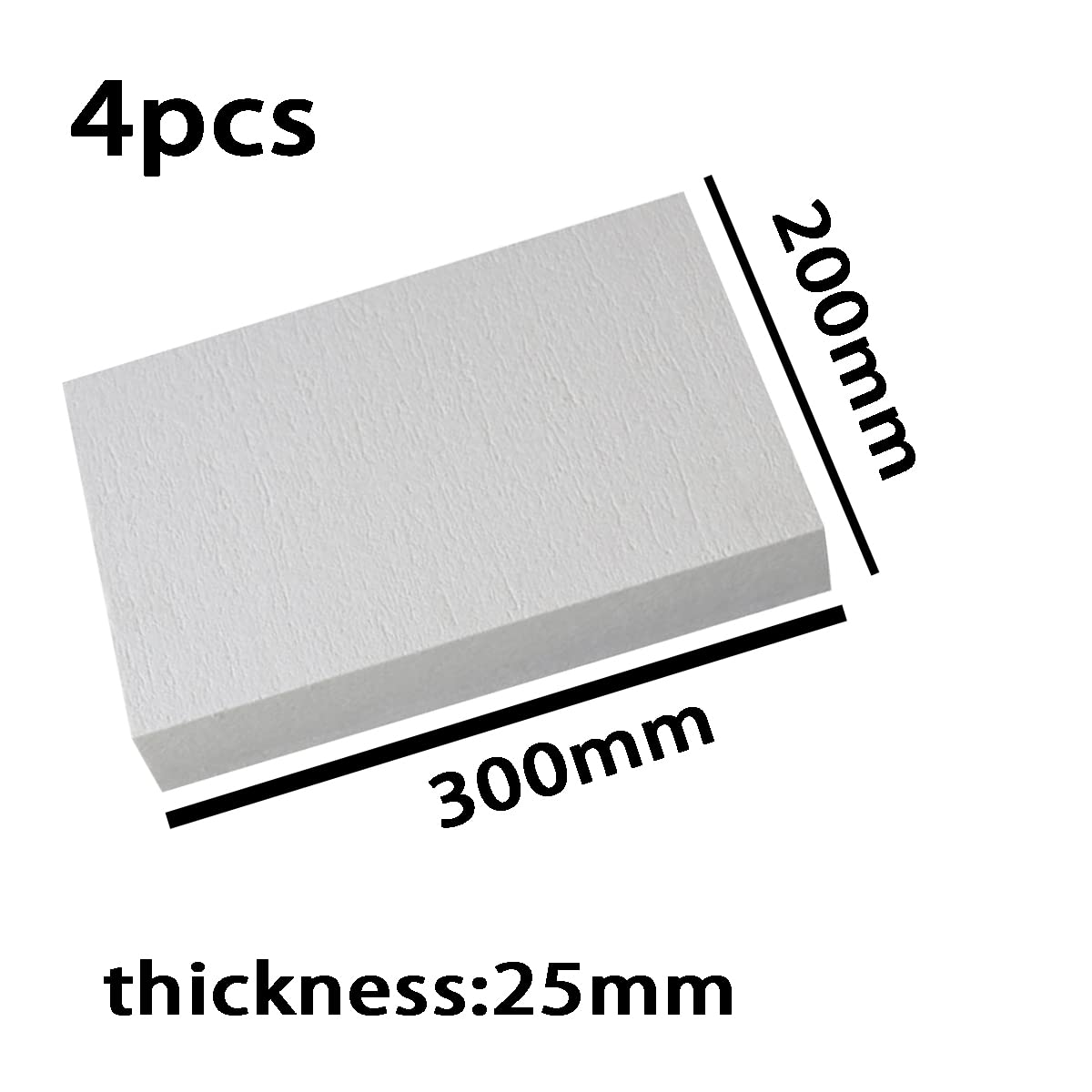 4 stuks keramische vezelisolatieplaten, brandwerende isolatieplaten for pizzaovens, houtkachels, smederijen, ovens, vaatwassers, 25 mm x 200 mm x 300 mm