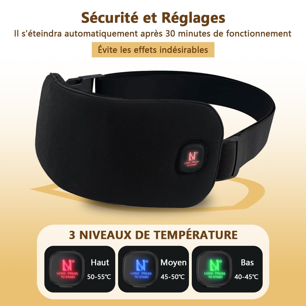 Aroma Season Coussin Chauffant pour Douleurs Menstruelles, 3000mAh, Ceinture Chauffante sans Fil avec 3 Niveaux de Température, Ceinture Abdominale Réchauffante, Cadeau pour Femme et Fille (Noir)