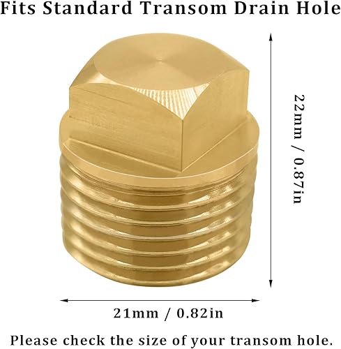 Miniatura 4 de RadishGirls Tapones para barco de 12 pulgada NPT, tapón de drenaje de barco de latón macizo, paquete de 2 tapones de drenaje para garboard que se