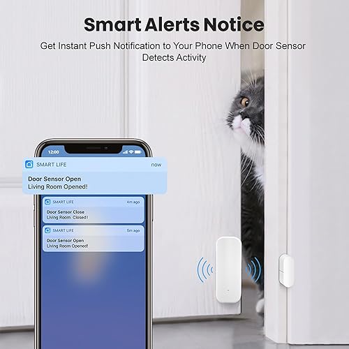 Miniatura 2 de Sensor de puerta WiFi inteligente sensor de ventana inalámbrico con alerta de notificación de aplicaciones, sensor de contacto abierto de puerta
