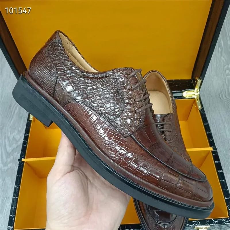 Authentic Crocodile Skin Classic Designer Businessmen Brown Dress Shoes Genuine Real Alligator Leather Male Lace-up Oxfords4