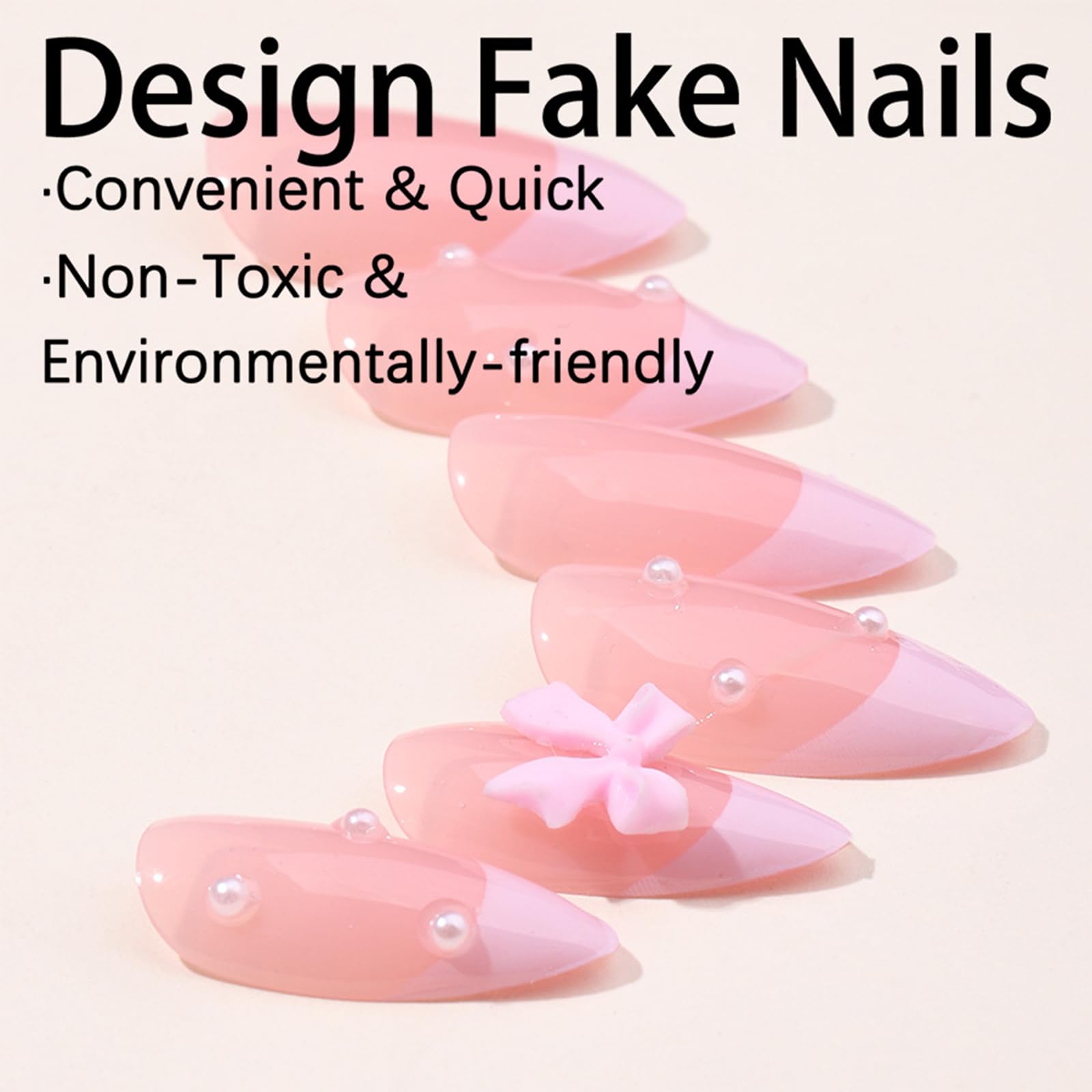 NICENEEDED 24 Pcs Almond Press on Nails, Medium French Tip False Nails - Image 3