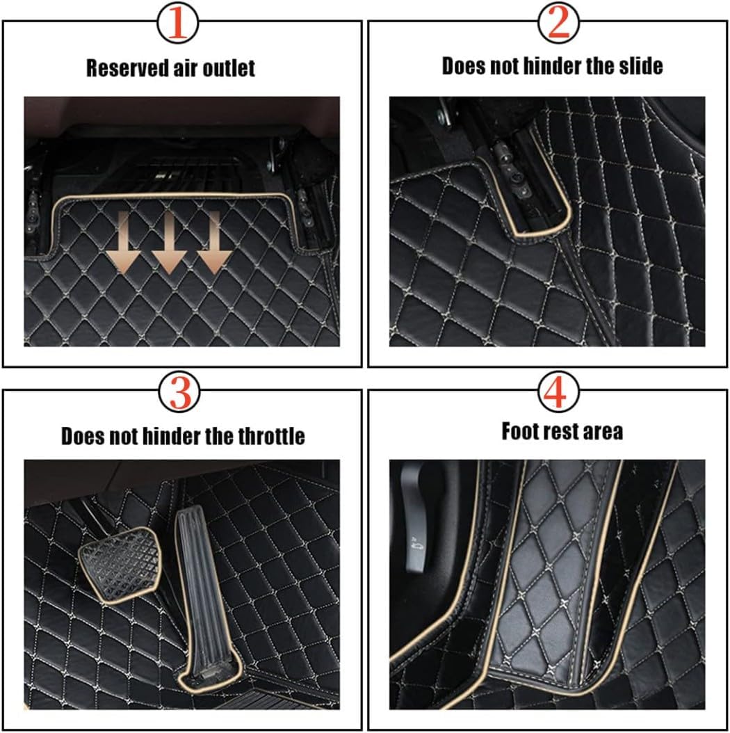 Custom Car Floor Mats Compatible with A/B/C/E/S/ML/GL/GLA/GLC Class W169 W203 GLE GLK GLS SL SLC SLK etc Non-Slip Waterproof Leather Carpets 2003-2024 (Black)
