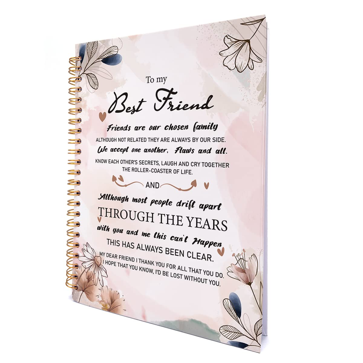 Photo 1 of GOLSOO to My Best Friend Hardcover Spiral Notebook 6x8 Inches, Friendship Quote Spiral Journal Notebook Diary Best Friends Gift, 160 Pages