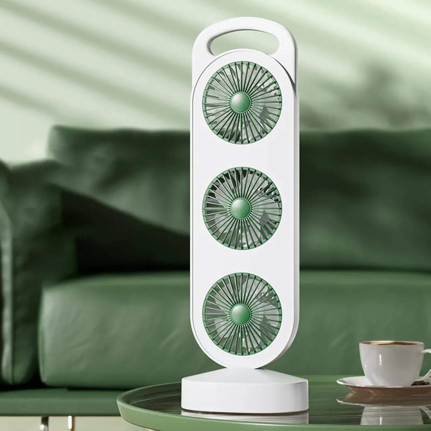 Portable Rechargeable Mini Fan, Handheld & Table Desk Fan with USB Charging, Speed Adjustable Fan for Home Office Travel Outdoor, Clip Fan | Tower Fan | Hand Fan (Triple-Head Desktop Fan)
