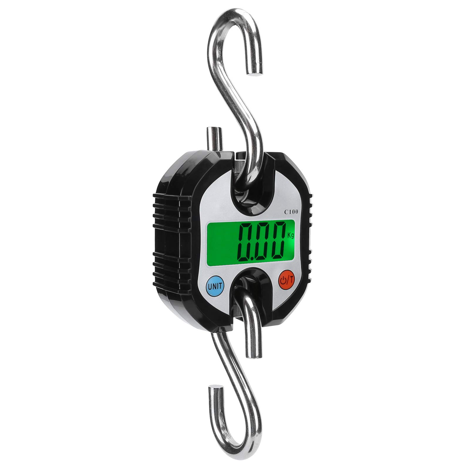 Báscula de grúa digital de 150 kg, peso de gancho colgante electrónico LCD, báscula industrial resistente para equipaje, pesca, acero inoxidable, ABS, negro, 230 mm