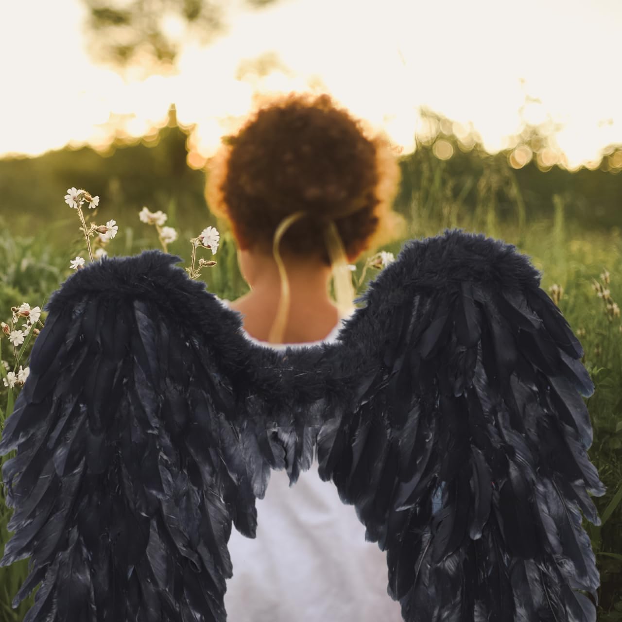 BESPORTBLE Angel Wing Decoration Wings for Christmas Party Costume Stage Performance Cosplay Prop 23.23X22.05In Black Fairy Adult Butterfly Cape Festival Light Up Flying Models Fancy Dress - Image 3