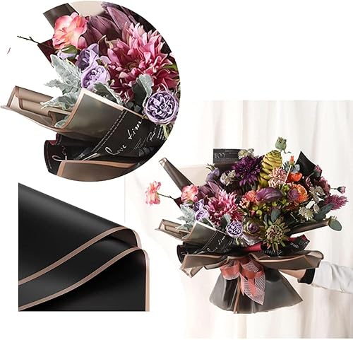 Miniatura 5 de XIGUI 20 hojas de papel de regalo de flores con borde dorado, suministros de ramo de floristería coreana, manualidades, embalaje de regalo o