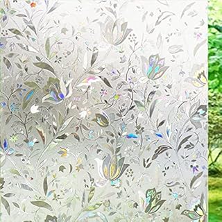 Bunolur Privacy Window Film 3D Non Adhesive Static Cling Decorative Window Glass Films Anti-UV for Home Office Decoration and Privacy Protection 44.5 * 200 cm