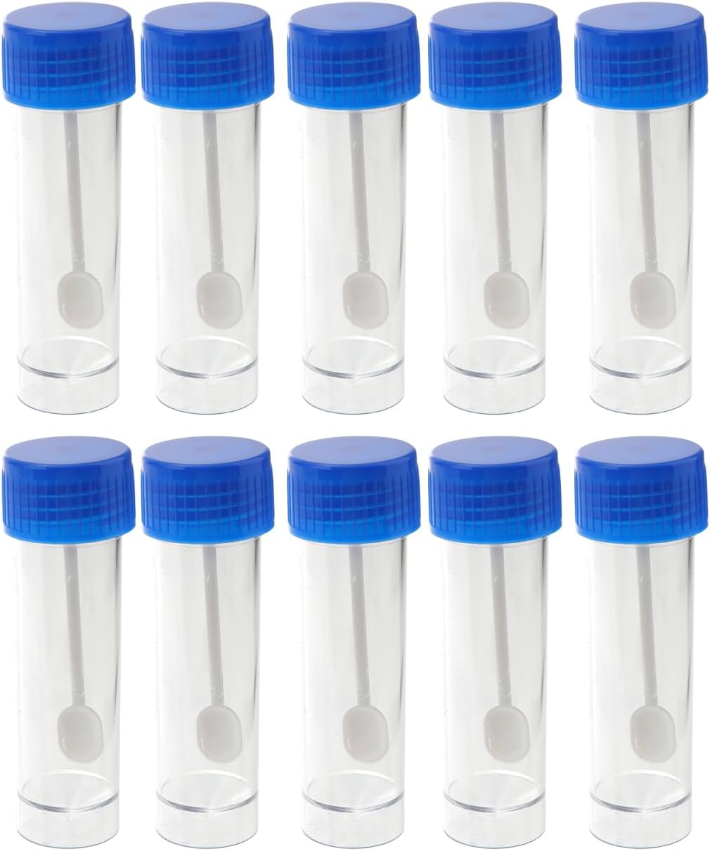 Mikikit Stool Sample Container 10 Pack 3.66 Oz Leak-Proof Specimen Cups with Screw Lids for Medical Laboratory Stool Test Collection and Preparation