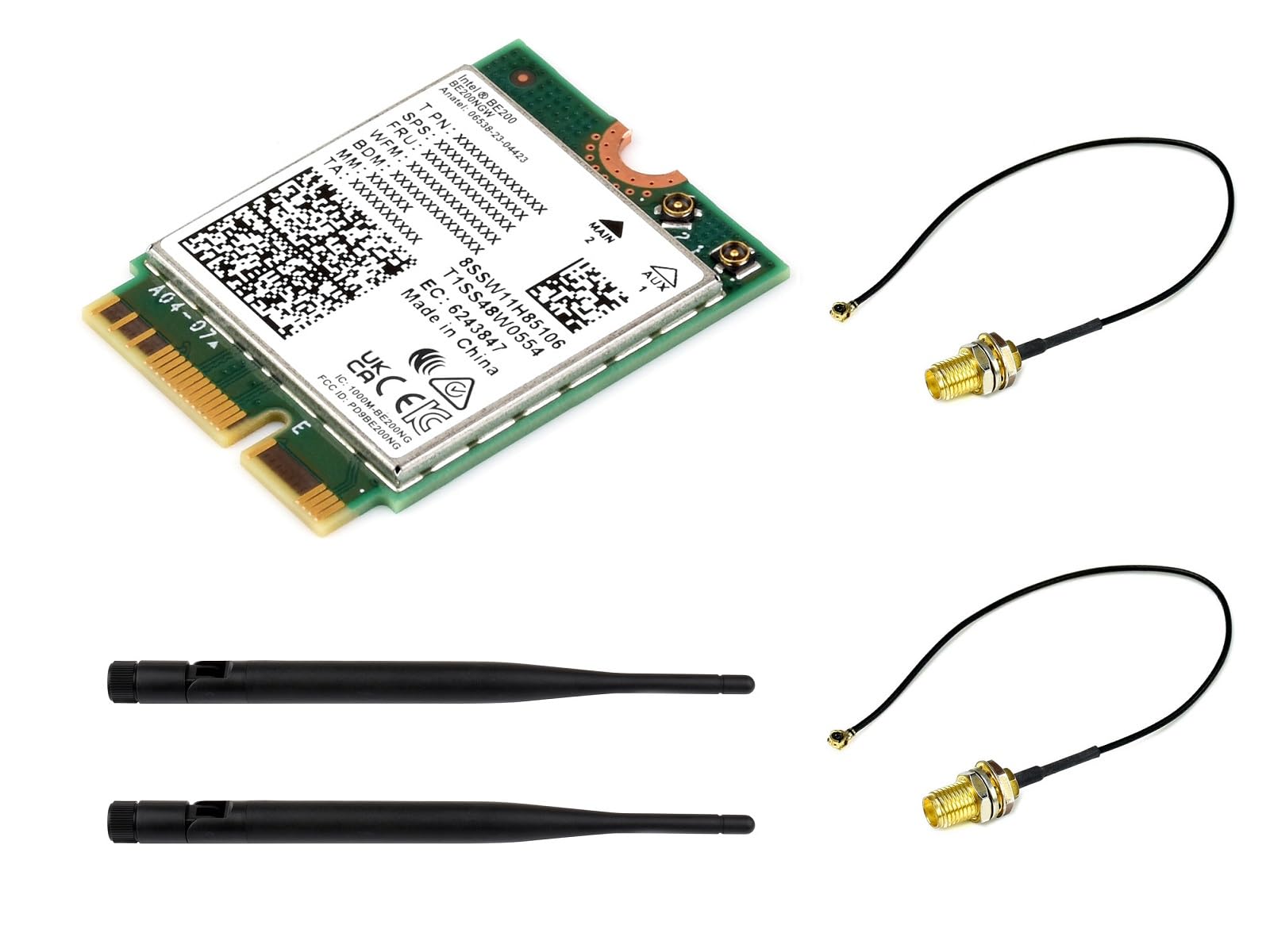 Waveshare Draadloze BE200 NIC, Gigabit Tri-Band Wi-Fi 7, IEEE 802.11a/b
