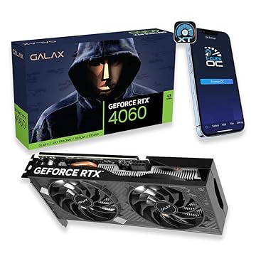 Placa de Vídeo GALAX RTX 4060 1-CLICK OC 2X V2, 8GB, GDDR6-46NSL8MD9NXV