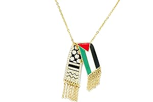 Palestine Flag Necklace, Exquisite Keffiyeh Pendant Necklace for Women Men