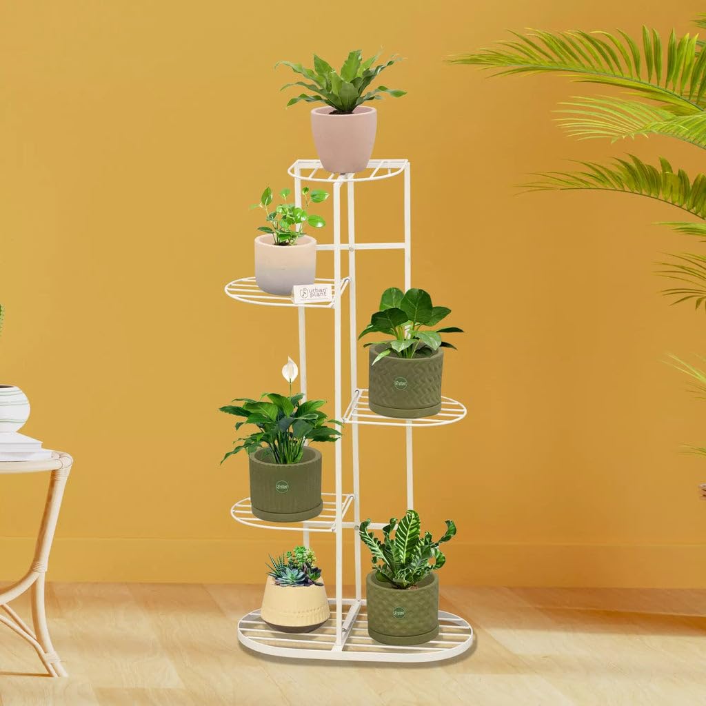 Urban Plant Vertical 6 Tier Decorative Plant Stand for Living Room, Dining Room, Bedroom, Kitchen, Bathroom, Office, Entryway, Hallway (White) (B0D6GPS5YX) Amazon Price History, Amazon Price Tracker