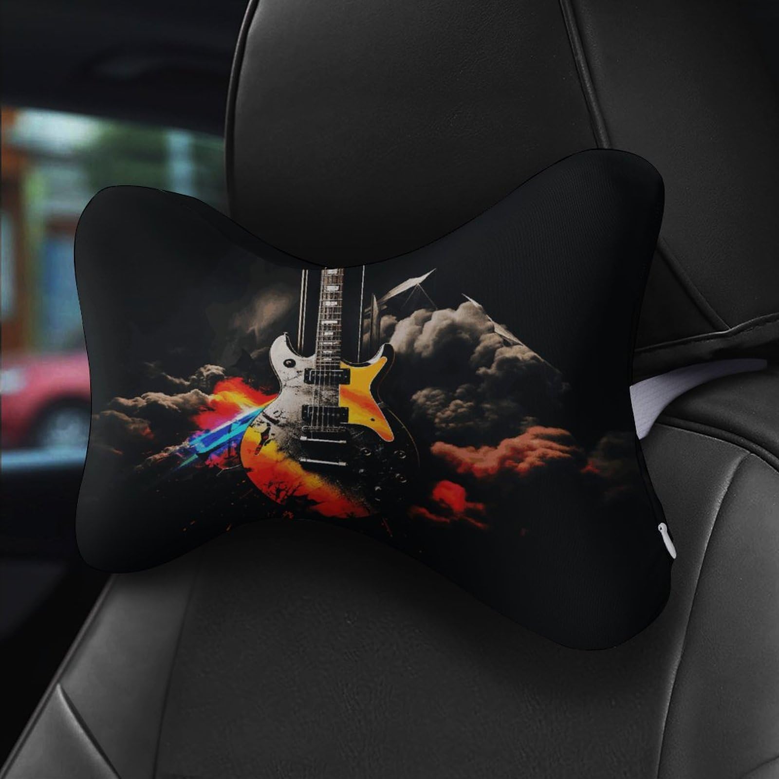 Cuscino per poggiatesta auto con musica rock, confezione da 2, cuscino per il collo con fodera rimovibile lavabile, cuscino da viaggio per auto, autobus, camion, comfort di guida