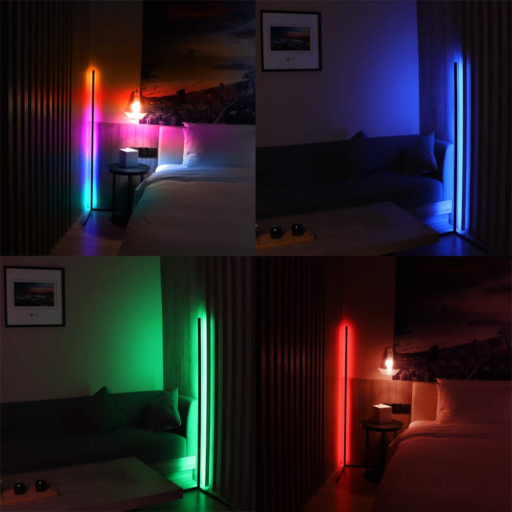 PowerKAN Floor Lamp with Remote, LED Corner Standing Lamp for Living Room, RGB Dimmable Floor Light for Bedroom, Standing Corner Night Light for Living Room