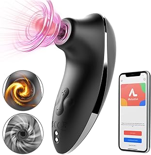 Heating Sucking Vibrator Women Sex Toy - Rose Pulse Pure Sucker APP Remote Clitoral Vibrator with 5 * 5 Suction, Wide Opening Sucker Clitoris Nipple Stimulator Waterproof for Female Couples Pleasure