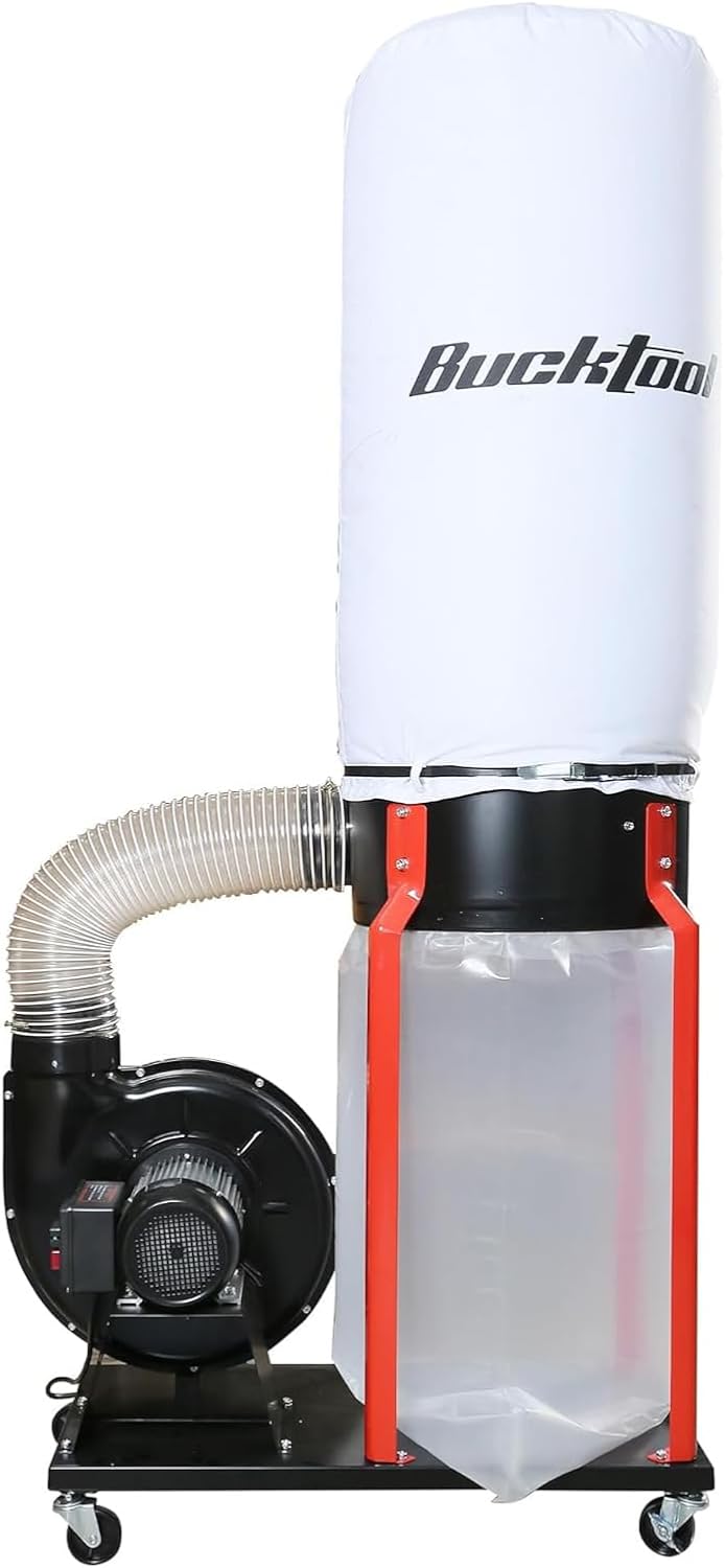 Bucktool 1-1/2HP Dust Collector, 1100 CFM Dust Collector for Woodworking with Movable Base