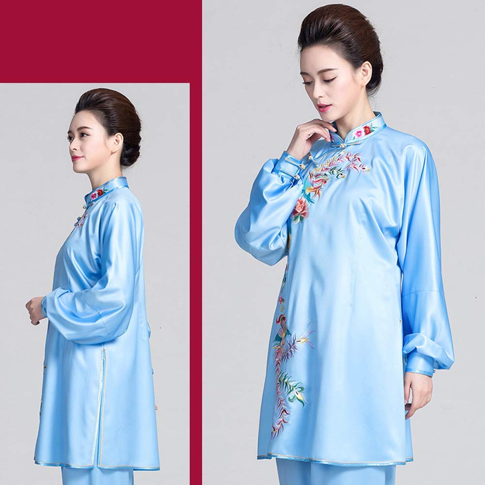 Uniforme Tai Chi da Donna, Abbigliamento Tai Chi Traspirante - per Eseguire Esercizi di Tai Chi,Blu-S (Blu L)