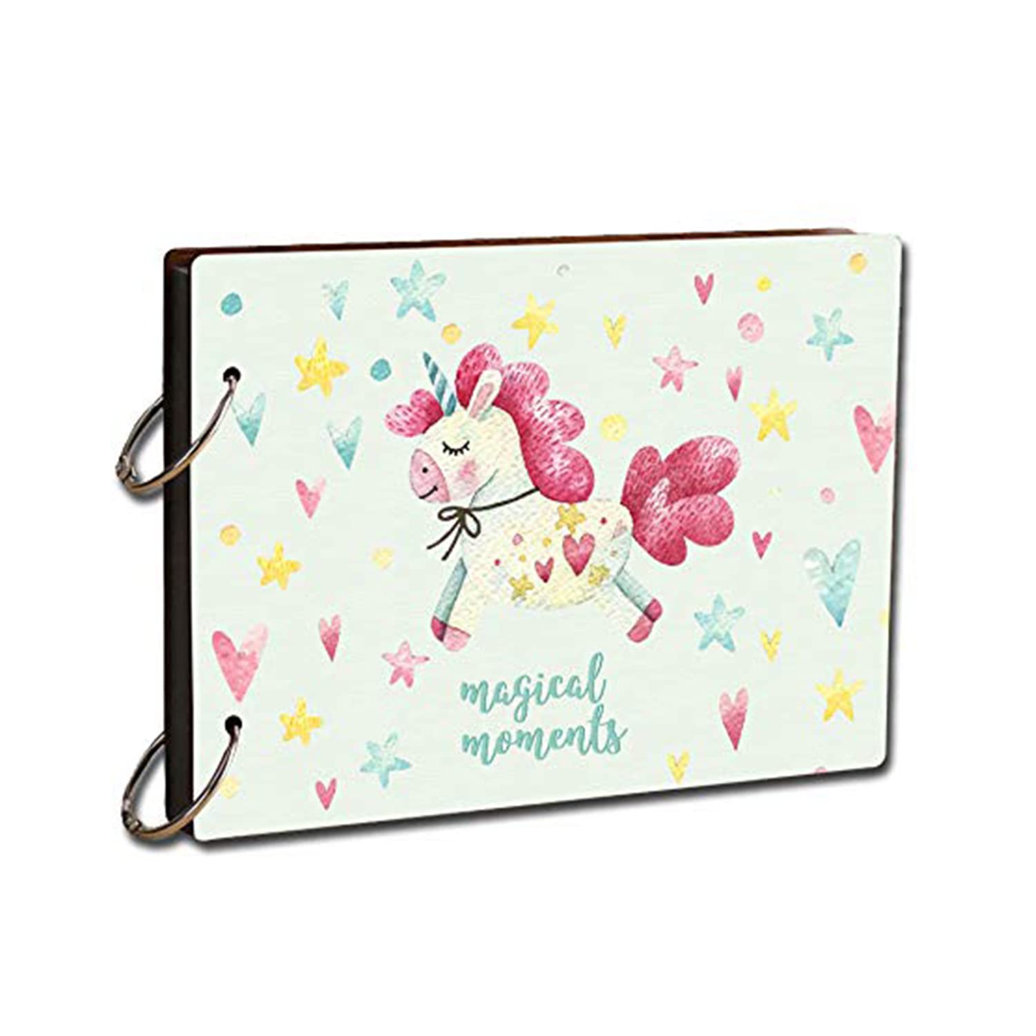 Scrapbook Photo Album Memory Book With Wooden Hard Cover (14 Inch x 10 Inch, Design-2)