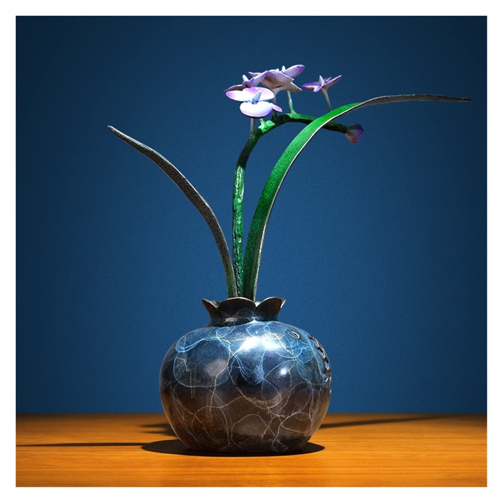 Dekoracje na biurko Mosiężny wazon orchidea Entryway Ornament salon Boccia chiński kwiatowy wyposażenie domu Akcesoria do biurka domowego