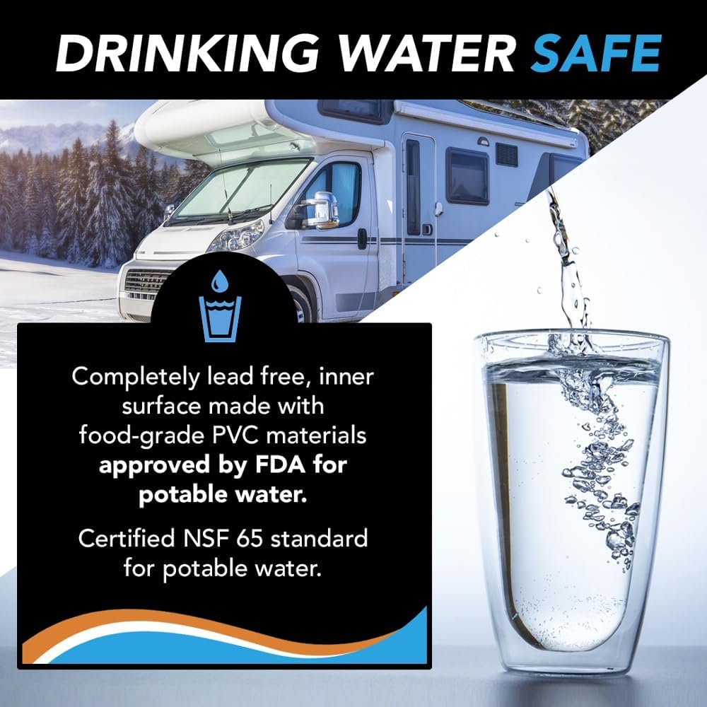 PIRIT Heated Water Hose for RV, Farm & Home - Thermostat Controlled -40°F Freeze Protection - Drink Water Safe - 5/8 Hose (100 Feet)