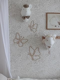 Wooden Wall Butterflies Décor Sign for Kids Room Backdrop – Boho Nursery Wall Art, One Line Minimalist Design, Woodland