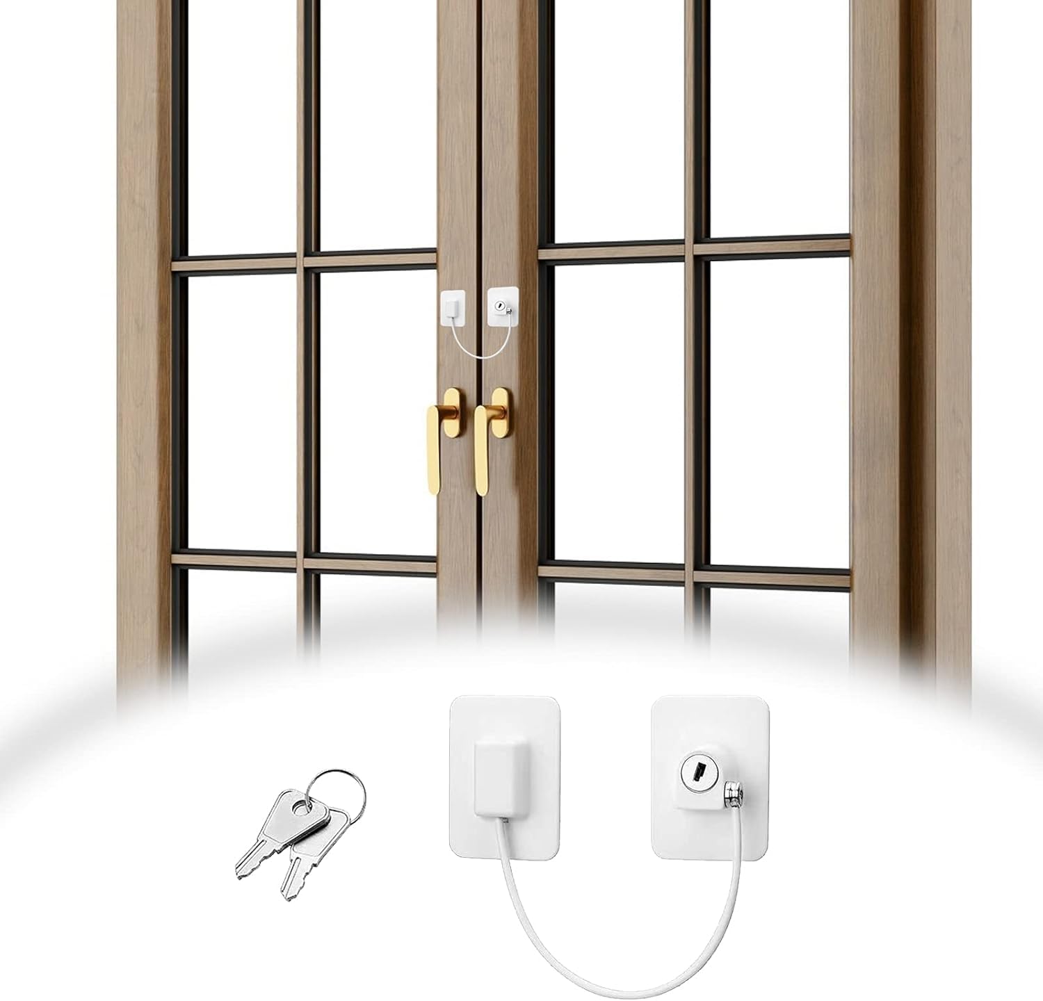 LATRAT 2 Pcs Kids Window Security Locks with Key for Door Lock Cabinet Drawer Washing Machine White, CHS20231031-1 - Image 2