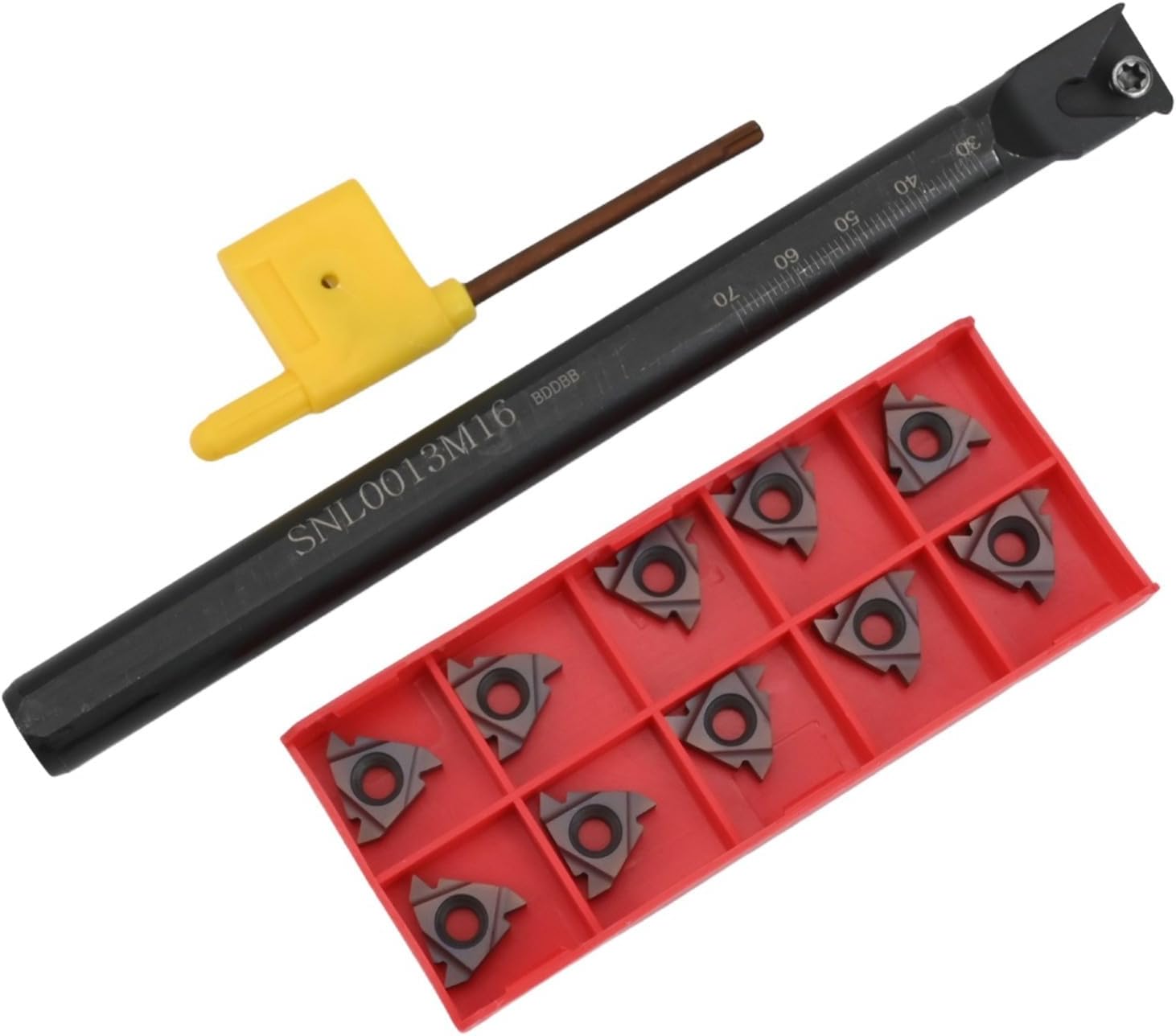 SNL0013M16 Left Hand Internal Threading Boring Bar CNC Turning Tool Holder Semi-Finishing Precise Alloy Steel 12mm Shank Heavy-Duty Quick-Change 10pcs 16ER AG60 Carbide Inserts Reliable Machining
