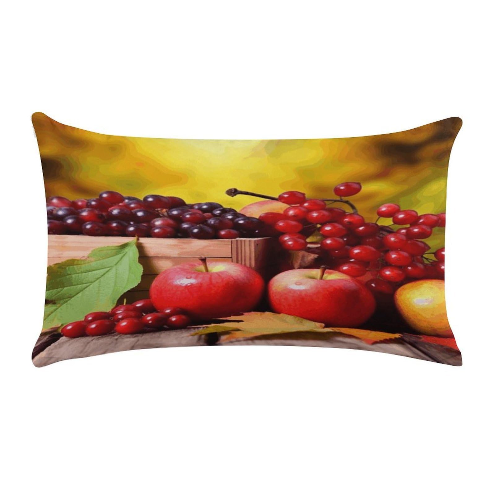 MUSM Fall Red Leaves and Fruits Throw Pillow Cover Long Super Soft Pillowcase Luxury Plush Pillowcase Decorative Pillow Shams Anti-Fading Pillow Case Cushion Covers Cozy Pillow Protector