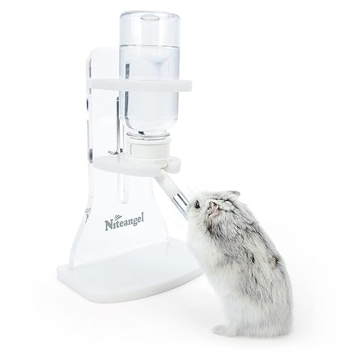 Niteangel Water Bottle with Stand for Syrian Dwarf Hamsters Gerbils Mice Rats Degus Small pet (Transparent) - Transparent